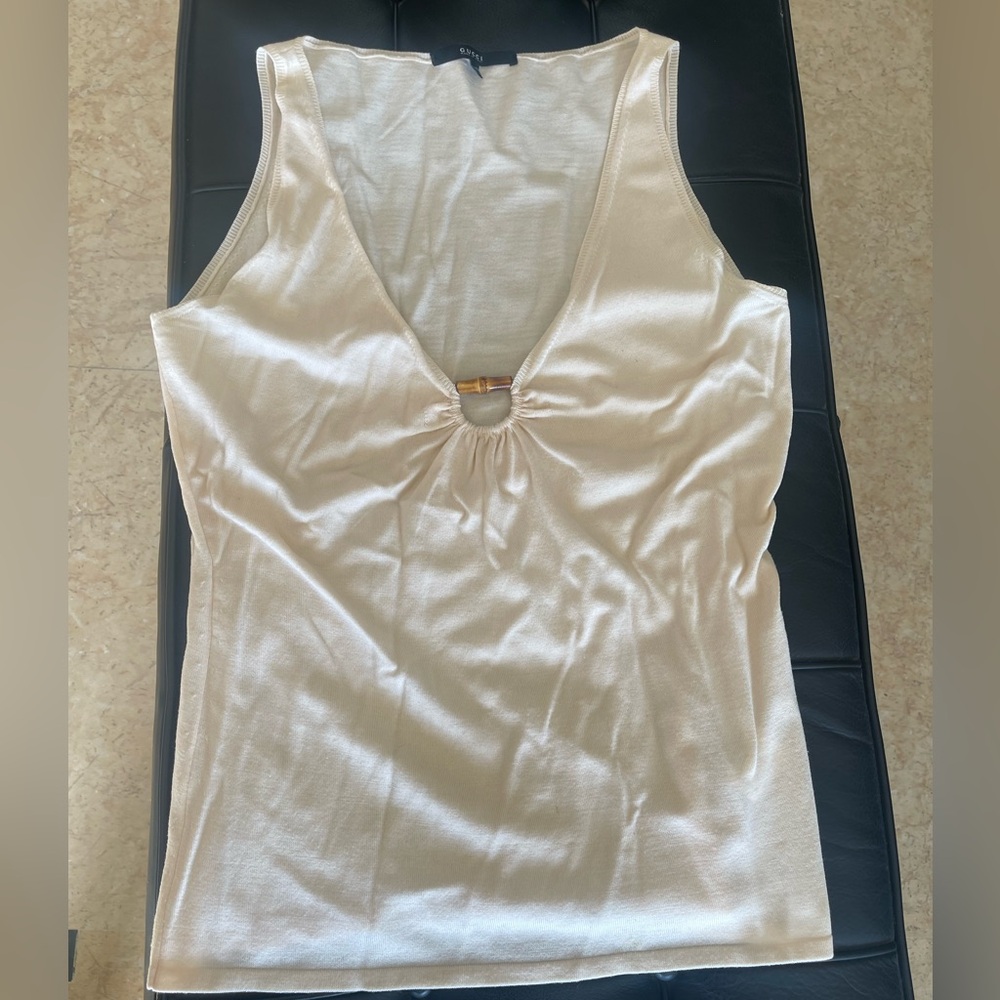 VINTAGE GUCCI RARE BAMBOO LOGO TOP - Picture 2 of 8